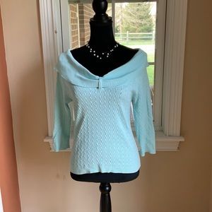 LovelyTiffany Blue Sweater with 3/4 sleeves